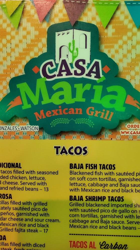 CASA MARIA MEXICAN GRILL - WATSON - Menu Scan 2